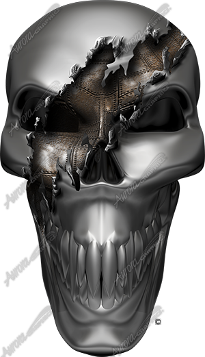 Ripped Metal Skull Front