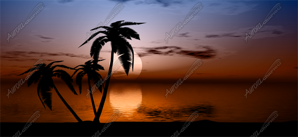 Tropical Sunset Vehicle Wrap Design — Large Scale Artwork for Wide Format Printing | Categories: PIK6 Everyday, Nature