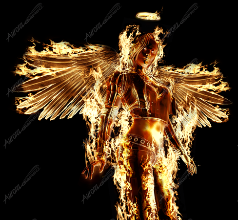 Flaming Angel Vehicle Wrap Design — Large Scale Artwork for Wide Format Printing | Categories: PIK6 Everyday, Flames