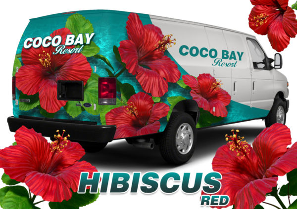 Hibiscus Red 7 Vehicle Wrap Design — Large Scale Artwork for Wide Format Printing | Categories: Nature