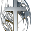 The Tribal Cross Chrome design merges bold spirituality with high-impact metallic artistry. This large-scale print and cut graphic features a polished chrome cross, framed by aggressive tribal-style curves and sweeping blades that add depth and energy.