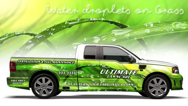 Water Droplets on Grass Vehicle Wrap Design — Large Scale Artwork for Wide Format Printing | Categories: PIK6 Everyday, Commercial, Nature