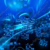 Technology is a cutting-edge abstract image featuring dynamic 3D cubes shooting through space, combined with smooth, wispy streaks of light that blend seamlessly to create a futuristic and high-tech aesthetic. The composition is sleek and modern, with a sense of depth and movement that makes it ideal for high-impact vehicle wraps. Tech, cubes, gradient, light streaks. cyber, High Resolution Design Graphics Image.
