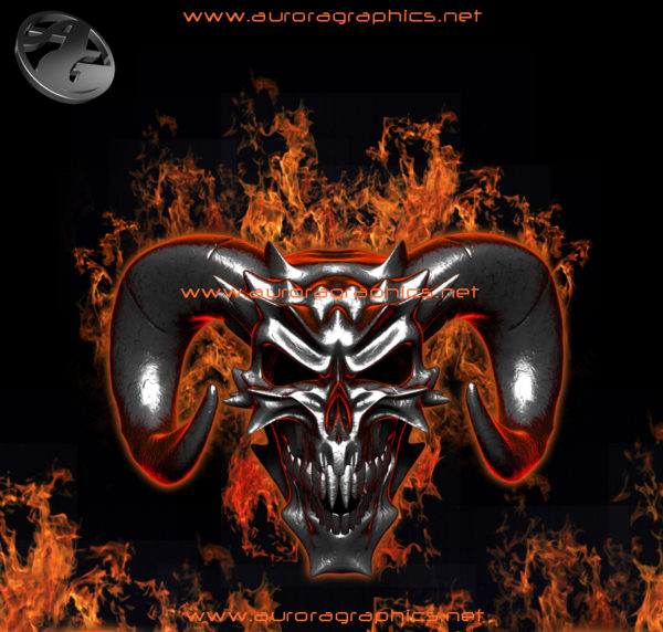Demonic Skull Vehicle Wrap Design — Large Scale Artwork for Wide Format Printing | Categories: PIK6 Everyday, Skulls