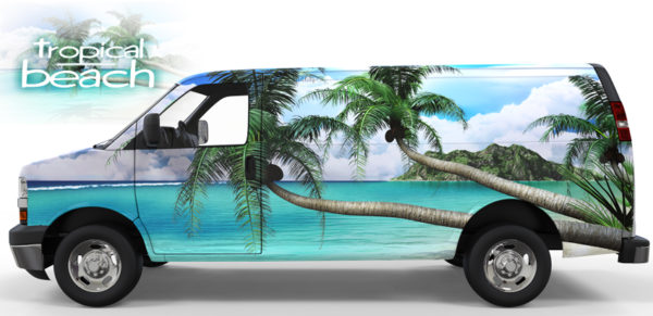 Tropical Beach Vehicle Wrap Design — Large Scale Artwork for Wide Format Printing | Categories: PIK6 Everyday, Nature