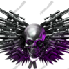 Gun Wings is a Skull with metal wings made from an array of guns and knives from the movie R.E.D. Retired and Extremely Dangerous