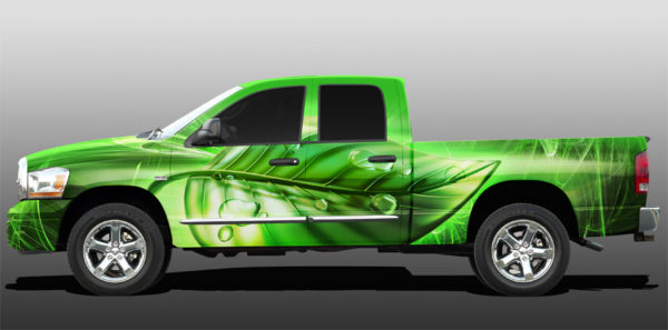 Green Leaf Vehicle Wrap Design — Large Scale Artwork for Wide Format Printing | Categories: PIK6 Everyday, Commercial, Nature