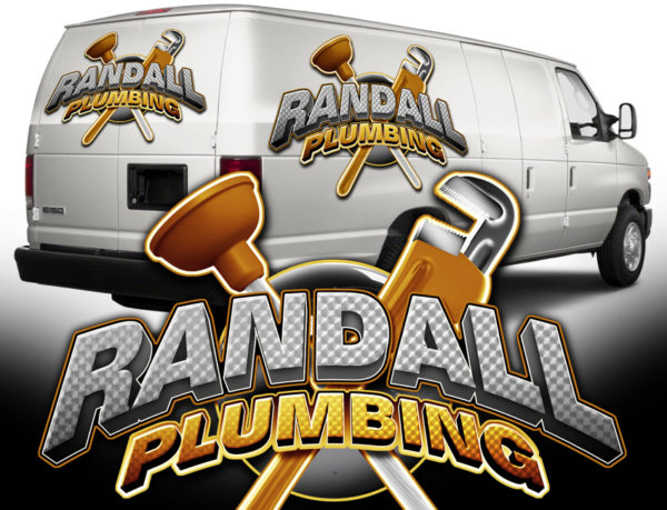 Crossed Pipe Wrench and Plunger Vehicle Wrap Design — Large Scale Artwork for Wide Format Printing | Categories: Commercial, Industry