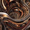 Molten Symphony, liquid, metal, glass, oily, reflective, glass, smooth, busy intricate, details, paint, painter, commercial, street custom, busy, steel, mixed, mixer, gradient, circular, chrome, light. High Resolution Design Graphics Image.