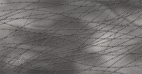 Diamond Plate with Barbed Wire 2 Vehicle Wrap Design — Large Scale Artwork for Wide Format Printing | Categories: Textures & Fills, Metal Textures