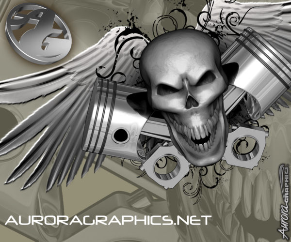 Skull Wing Element Vehicle Wrap Design — Large Scale Artwork for Wide Format Printing | Categories: PIK6 Everyday, Skulls