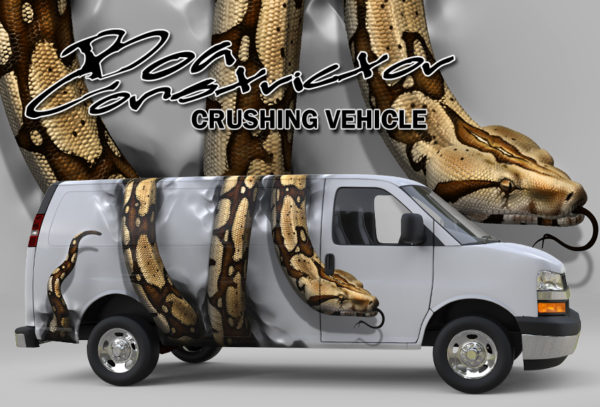 Boa Constrictor Crushing Vehicle Vehicle Wrap Design — Large Scale Artwork for Wide Format Printing | Categories: Commercial, Nature