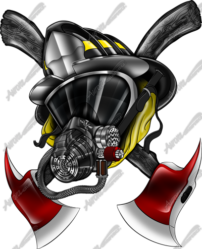 Firefighter Mask 2 Vehicle Wrap Design — Large Scale Artwork for Wide Format Printing | Categories: PIK6 Everyday, Commercial