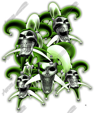 Jesters Stacked Vehicle Wrap Design — Large Scale Artwork for Wide Format Printing | Categories: Skulls