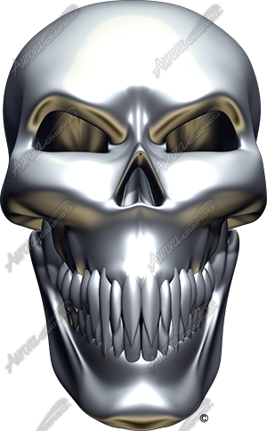 Chrome Skull Front Vehicle Wrap Design — Large Scale Artwork for Wide Format Printing | Categories: Skulls