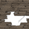 Aged Wooden Boards is a highly detailed, dual-purpose graphic that serves both as a rustic background and a transparent design element. Created at an impressive scale for wide-format printing, this image showcases horizontally stacked, weather-worn wooden planks featuring deep grain textures, visible knots, and distressed edging. At the center, a rugged, knocked-out hole adds dramatic depth and creative opportunity.