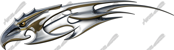Chrome Tribal Eagle Vehicle Wrap Design — Large Scale Artwork for Wide Format Printing | Categories: Graphics, PIK6 Everyday, Print & Cut Graphics