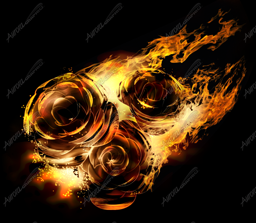 Burning Roses Vehicle Wrap Design — Large Scale Artwork for Wide Format Printing | Categories: PIK6 Everyday, Flames