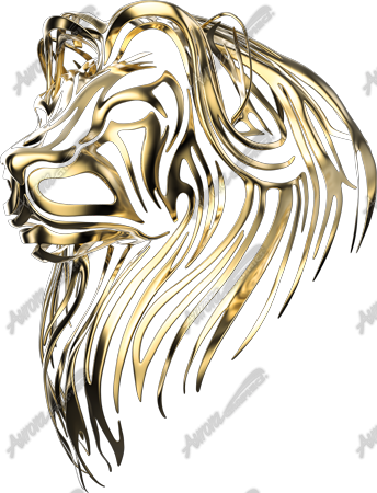 Gold Tribal Lion Vehicle Wrap Design — Large Scale Artwork for Wide Format Printing | Categories: PIK6 Everyday, Nature