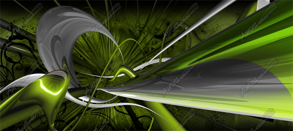 Synthesis is a bold and electrifying abstract design that combines smooth metallic and chrome arcs with a dynamic explosion of color. This vibrant and chaotic composition is filled with flowing lines that twist and weave together, creating an energetic sense of movement that gives any vehicle an eye-catching presence. The sweeping curves and high-contrast gradients provide a sleek, modern aesthetic, while the intricate fractals and delicate filigree elements add depth and sophistication. Design Graphics High Resolution Image.