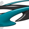 Tesla Aqua is a futuristic print and cut vehicle wrap element featuring a high-gloss aqua blue overlay balanced against smooth black carbon textures and metallic reflections. The fluid shape arcs forward in a lightning-fast silhouette, giving the illusion of velocity even when the vehicle is parked.