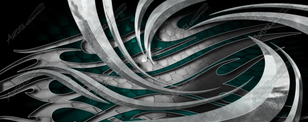 Blade Wrap is a striking abstract design created for vehicle, truck, and boat wraps, offering a bold and industrial aesthetic. This high-resolution image features aged metallic blades spiraling inward toward the center, creating a sense of movement and power. The sharp, weathered edges of the blades add an intense, rugged feel, while the intricate details of oxidation and wear give it a raw, battle-worn appearance. Metallic, metal, hexagon, honeycomb, metal, spiral. High Resolution Design Graphics Image.
