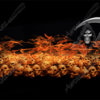 Flamin Pile of Skullz Grim Reaper delivers a full-throttle, edge-of-hell visual that’s ready to consume anything in its path. This high-impact design features a massive pile of glowing skulls engulfed in intense, realistic orange and red flames. Rising from the chaos is the Grim Reaper himself—scythe in hand, cloaked in black, and smirking with a menacing grin. The design is perfectly balanced between horror and hot rod, ideal for anyone wanting to make an unforgettable statement.