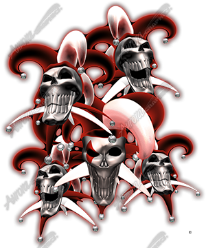 Jesters Stacked 4 Vehicle Wrap Design — Large Scale Artwork for Wide Format Printing | Categories: Skulls