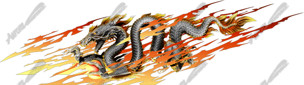 Dragon Flames Vehicle Wrap Design — Large Scale Artwork for Wide Format Printing | Categories: Graphics, PIK6 Everyday, Print & Cut Graphics