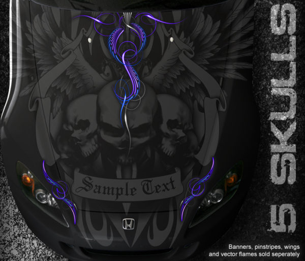 5 Skulls 1 Vehicle Wrap Design — Large Scale Artwork for Wide Format Printing | Categories: Graphics, Skulls