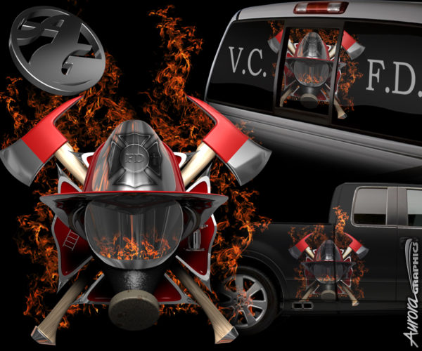 Firefighter Flames 1 Vehicle Wrap Design — Large Scale Artwork for Wide Format Printing | Categories: Commercial