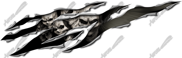 Skull Rip 1 Vehicle Wrap Design — Large Scale Artwork for Wide Format Printing | Categories: Graphics, PIK6 Everyday, Print & Cut Graphics, Rips & Tears, Skulls