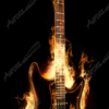 Burning Guitar showcases a sleek electric guitar engulfed in fierce, high-intensity flames that climb its entire body and neck. Set against a deep black background, the fire wraps the instrument in a blaze of motion and heat, casting realistic orange, red, and yellow glows that contrast beautifully with the dark finish of the guitar.