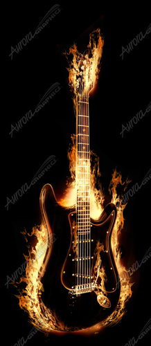 Burning Guitar Vehicle Wrap Design — Large Scale Artwork for Wide Format Printing | Categories: PIK6 Everyday, Flames