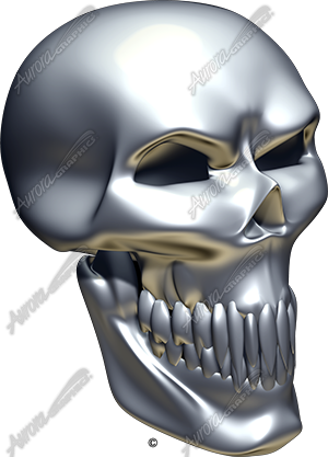 Chrome Skull Angle 3 Vehicle Wrap Design — Large Scale Artwork for Wide Format Printing | Categories: Skulls