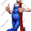 Plumberman Leaning on Wrench Vehicle Wrap Design — Large Scale Artwork for Wide Format Printing | Categories: PIK6 Everyday, Commercial, Industry