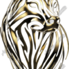 Gold Tribal Wolf is a striking design element that embodies intuition, freedom, and loyalty through bold tribal artistry. The wolf’s face and upper form are sculpted from flowing metallic lines that merge strength with elegance. Each curve and edge is purposefully arranged to evoke the fierce intelligence and nobility of this iconic animal, all while maintaining a refined, modern aesthetic.