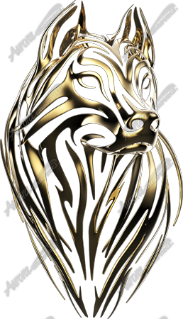 Gold Tribal Wolf Vehicle Wrap Design — Large Scale Artwork for Wide Format Printing | Categories: PIK6 Everyday, Nature