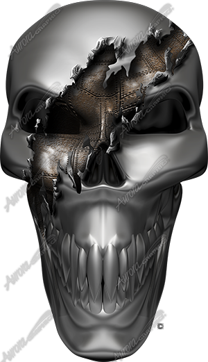 Ripped Metal Skull Front Vehicle Wrap Design — Large Scale Artwork for Wide Format Printing | Categories: Skulls
