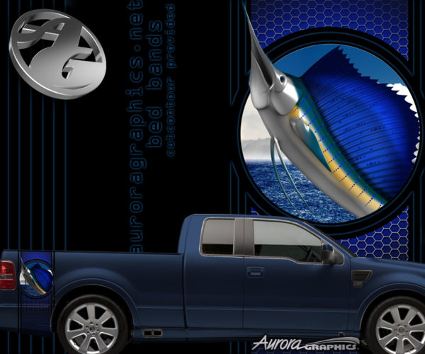 Sailfish Bed Band Vehicle Wrap Design — Large Scale Artwork for Wide Format Printing | Categories: PIK6 Everyday, Fishing, Nature