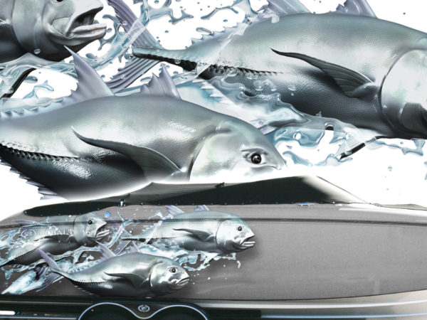 Giant Trevally Splash Vehicle Wrap Design — Large Scale Artwork for Wide Format Printing | Categories: PIK6 Everyday, Fishing, Nature
