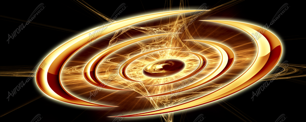 Axis of Symmetry is a bold and radiant abstract image centered around a glowing focal point surrounded by concentric elliptical rings. Each ring pulses with energy, crafted in bright golden-orange hues that contrast sharply against the deep black background. The design radiates outward with a structured, rhythmic intensity, creating a stunning visual balance that instantly captures attention. High Resolution Design Graphics Image.