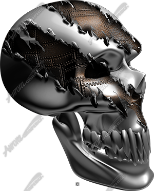 Ripped Metal Skull Angle Vehicle Wrap Design — Large Scale Artwork for Wide Format Printing | Categories: Skulls