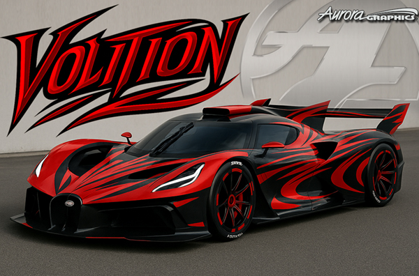 Volition is a smooth clean graphic is designed for clean wraps and designs at unlimited scale and resolution for any print job! Bugatti Bolide