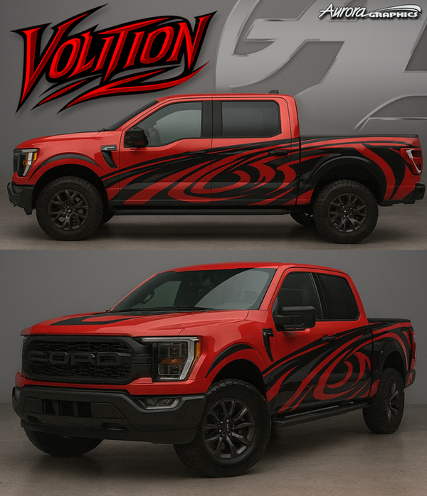 Volition is a smooth clean graphic is designed for clean wraps and designs at unlimited scale and resolution for any print job!