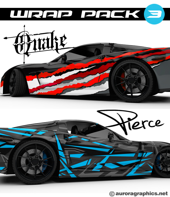 Pierce vector based designs geared for race enthusiasts! These wraps are provided in .eps format for unlimited scalability! Includes Impulse, Pierce, Quake, Swoop and Thrust.