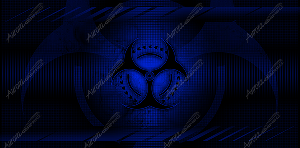 Biohazard is a bold and intense abstract design featuring a sleek, dark biohazard symbol with a modern, edgy twist. At the heart of the image, the clean and sharp biohazard emblem stands strong, surrounded by small, precise arrows that circle around the center, adding motion and energy to the design. Behind it, a much larger, transparent version of the symbol looms in the background, creating depth and a layered effect that enhances the overall impact. High Resolution Design Graphics Image.