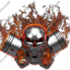 Gearhead Skull in Flames Vehicle Wrap Design — Large Scale Artwork for Wide Format Printing | Categories: PIK6 Everyday, Race Inspired, Skulls