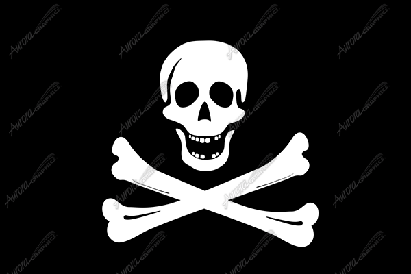Pirate Flag Crossbones Flat Vehicle Wrap Design — Large Scale Artwork for Wide Format Printing | Categories: Flags