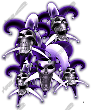 Jesters Stacked 3 Vehicle Wrap Design — Large Scale Artwork for Wide Format Printing | Categories: Skulls